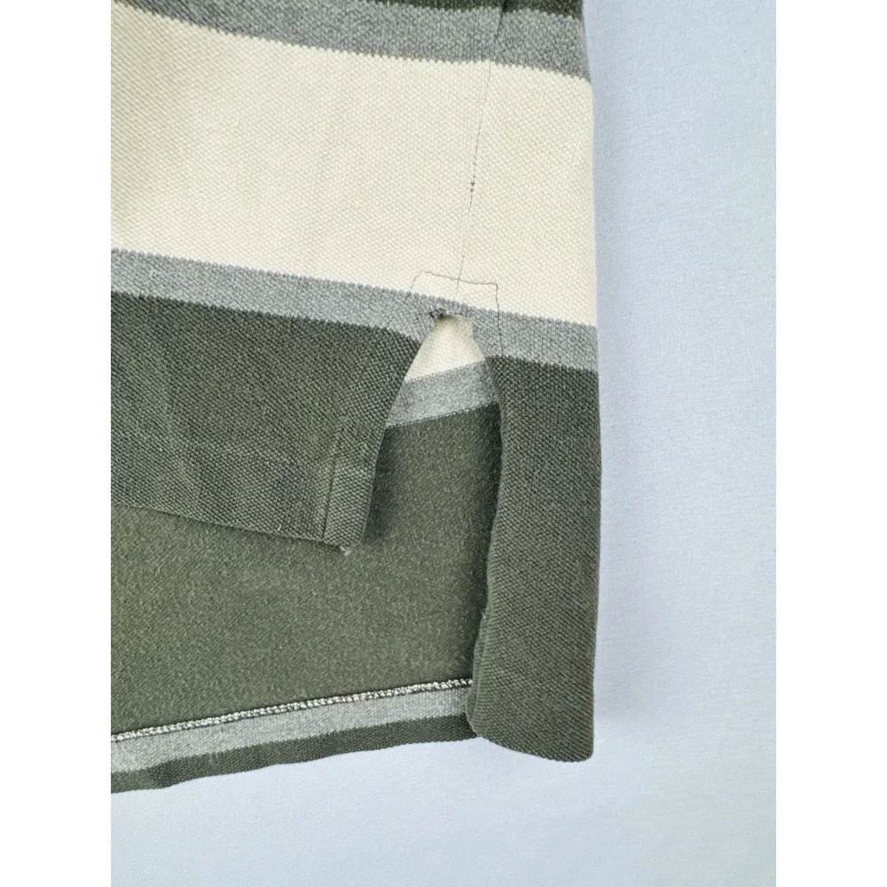 Vintage Polo Ralph Lauren Striped Rugby Polo Shirt Olive Cream Adult L Cotton